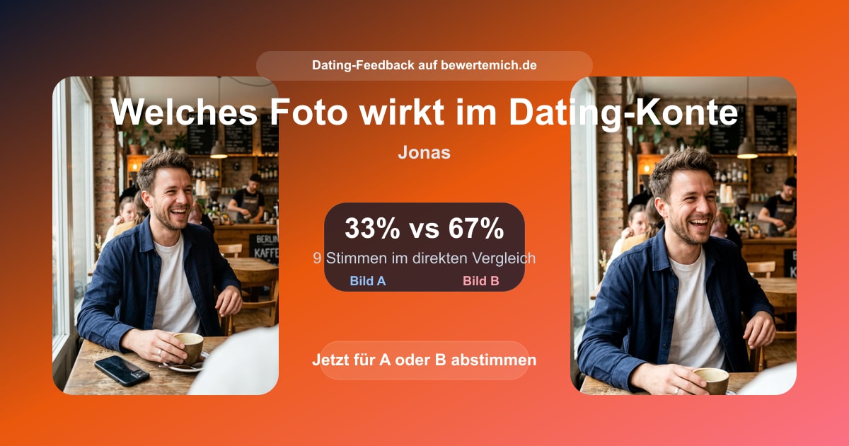 Share- oder Vergleichskarte für Tinder Profilbild Test