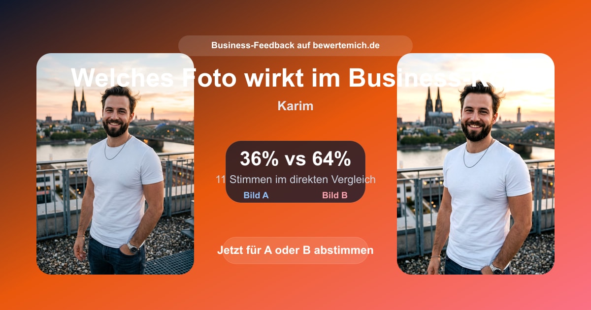 Share- oder Vergleichskarte für Bewerbungsfoto bewerten